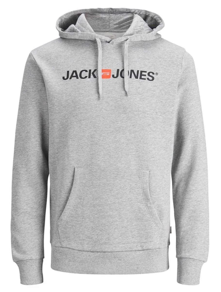 Jack & Jones Retro Logo Hooded Sweatshirts Light Grey