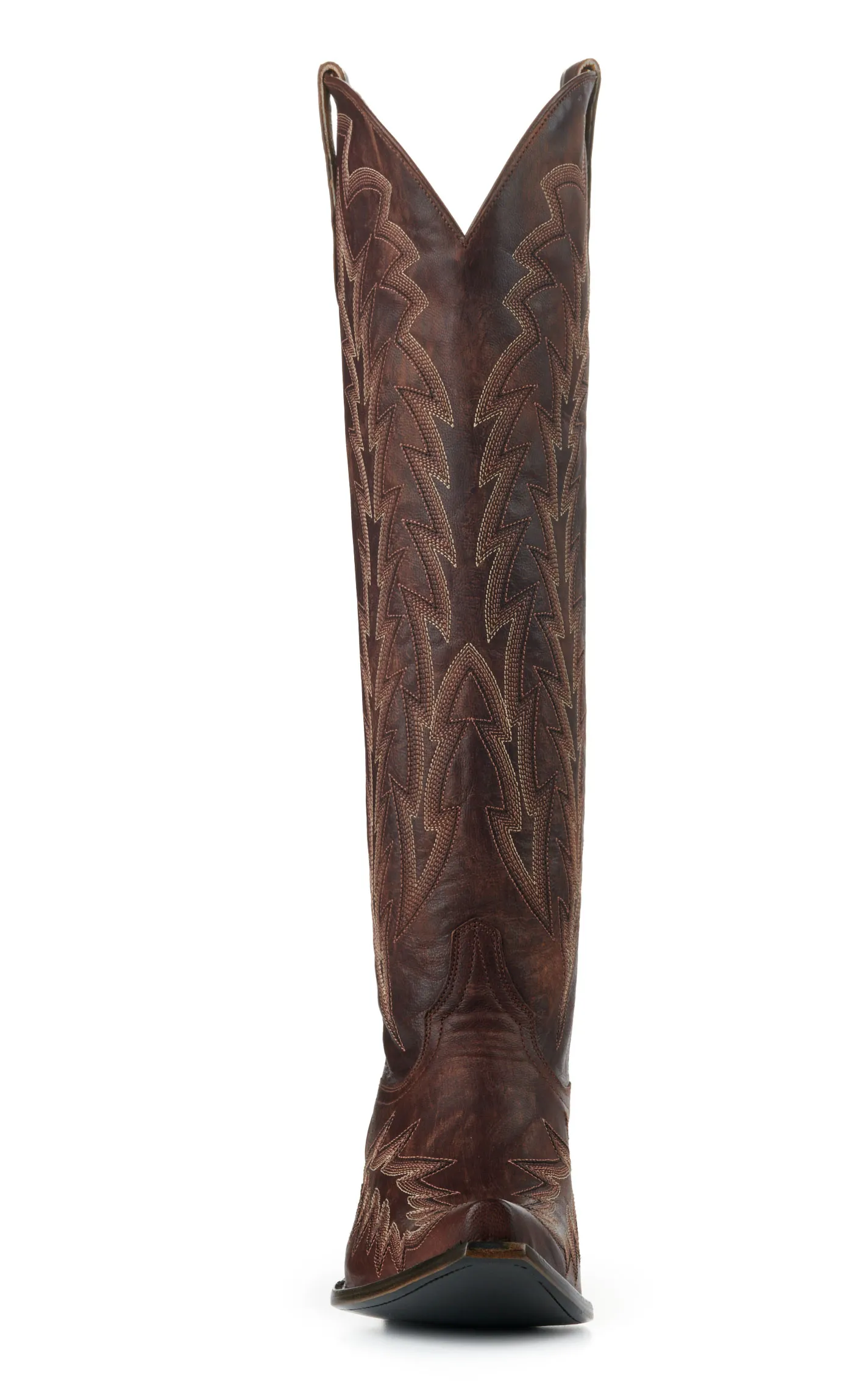 JRC & Sons Women's Nancy Leather Snip Toe Tall Cowboy Boot in Dark Brass