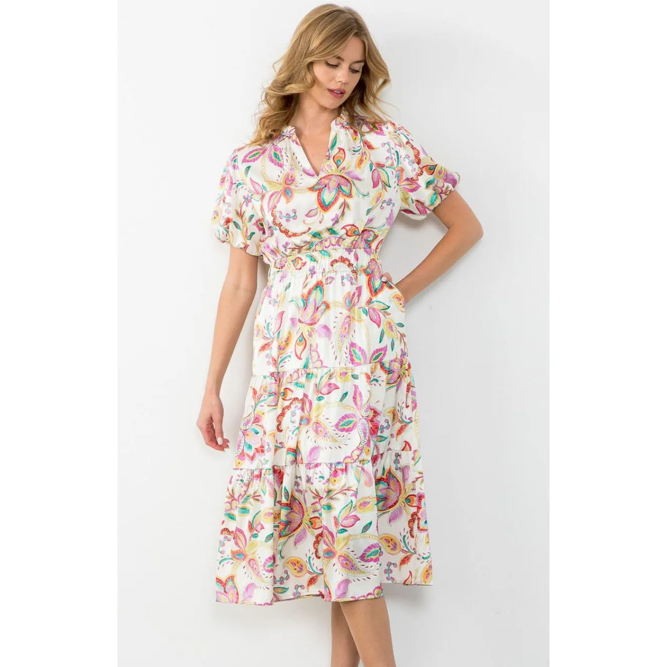 Lana Floral Paisley Print THML Midi Dress - Buy Online Now