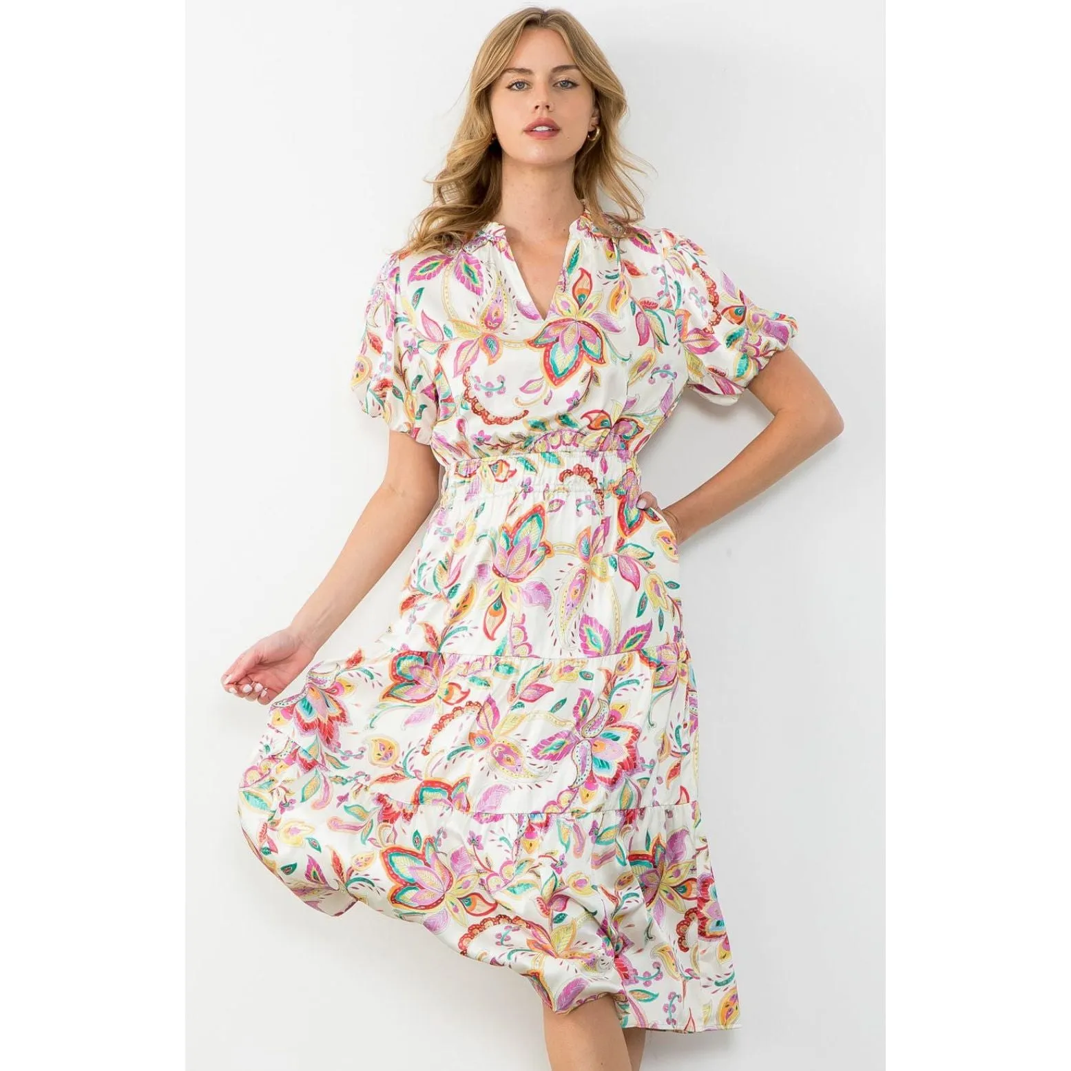 Lana Floral Paisley Print THML Midi Dress - Buy Online Now