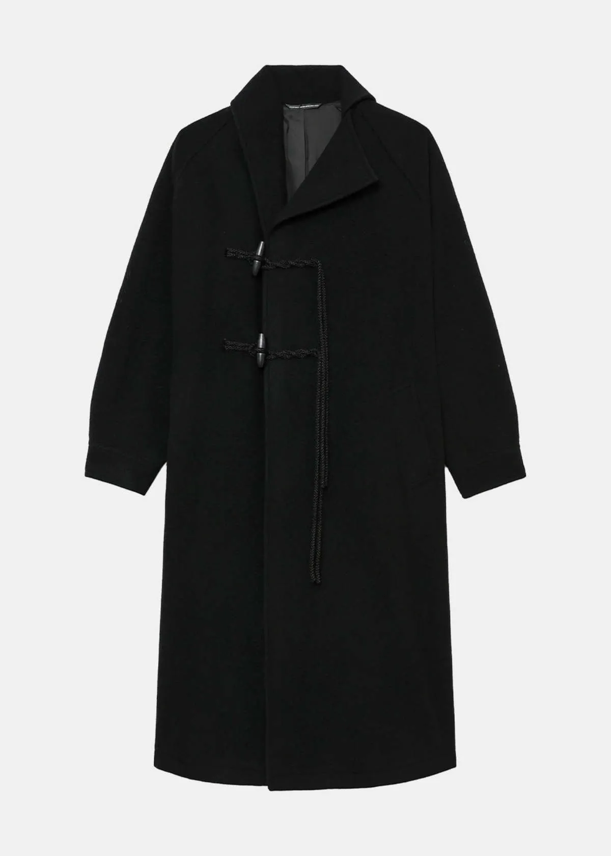 Long Single Breasted Coat - Black