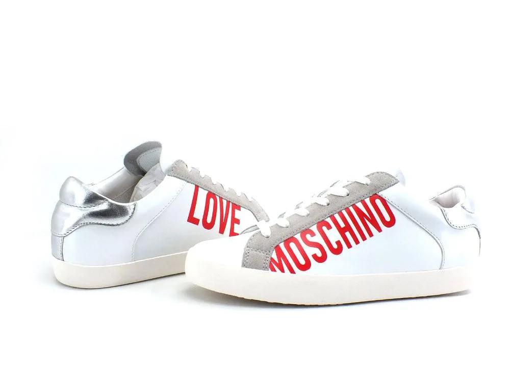 LOVE MOSCHINO Sneaker Logo Bianco Argento JA15532G0EIAC10A