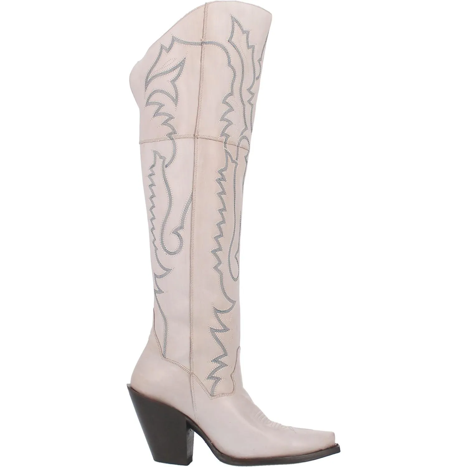 Loverly White Leather Embroidered Boots (DS)