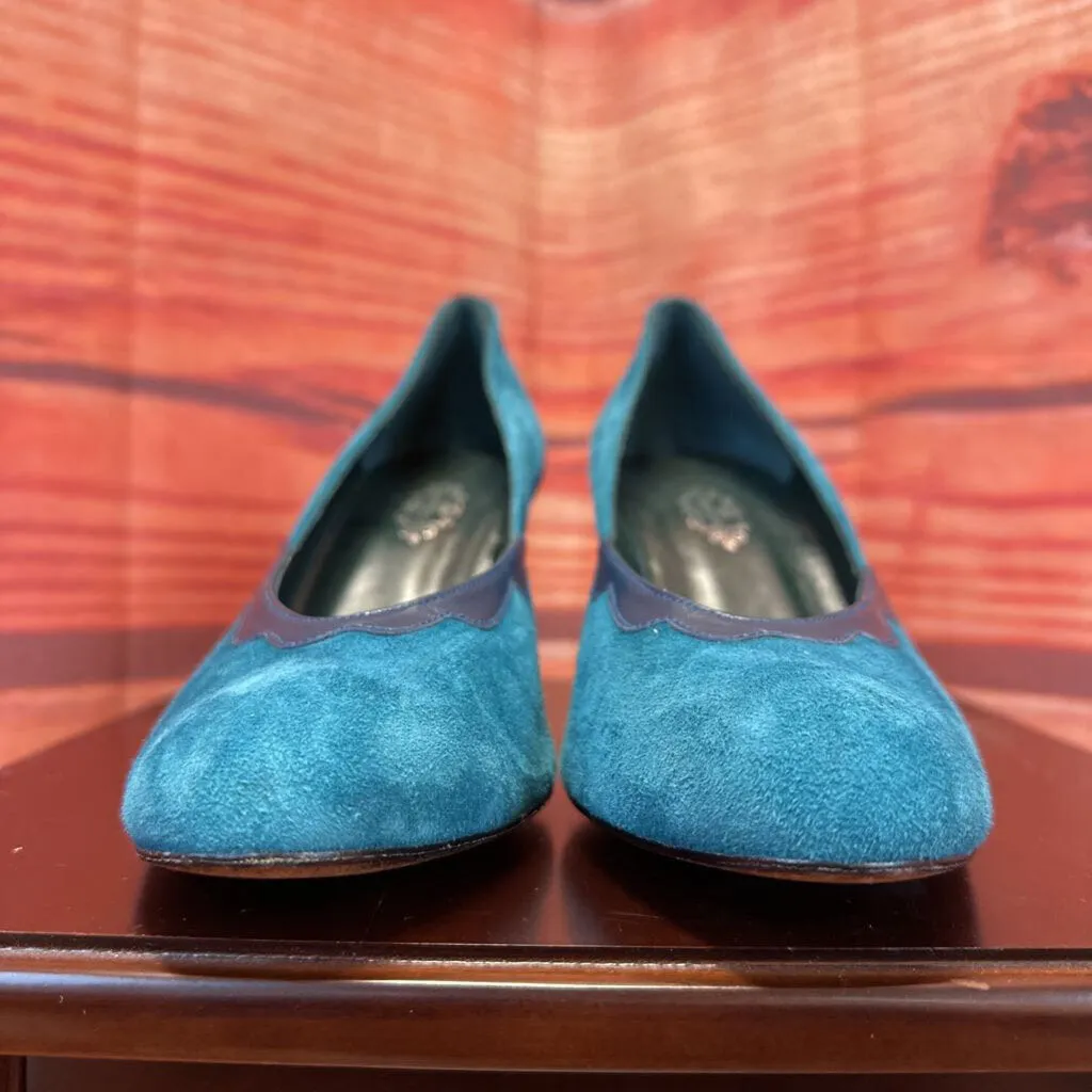 LULU GUINNESS LONDON TEAL LEATHER SUEDE PUMPS SIZE 9 TCC