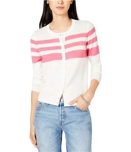 Maison Jules Womens Striped Cardigan Sweater