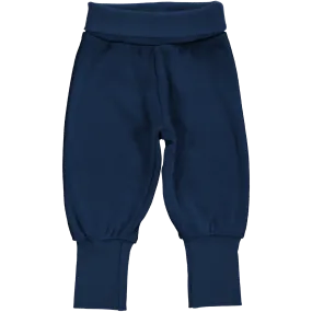 Maxomorra Navy Velour Rib Pants - Organic Cotton - Unisex - Soft and Cozy - High Quality - Navy Blue Pants - Ribbed Texture - Co