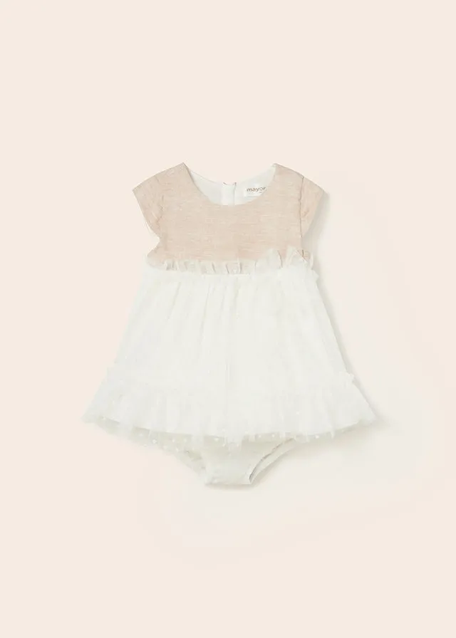 Mayoral Voile dress for newborn girl - Natural