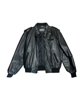 Members Only Black Leather Vintage Bomber Jacket /42L