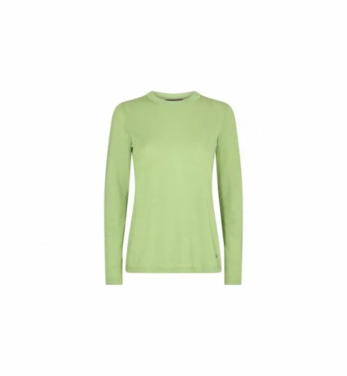 Mos Mosh Asio O-Neck Long Sleeve T-Shirt - Arcadian Green Lurex