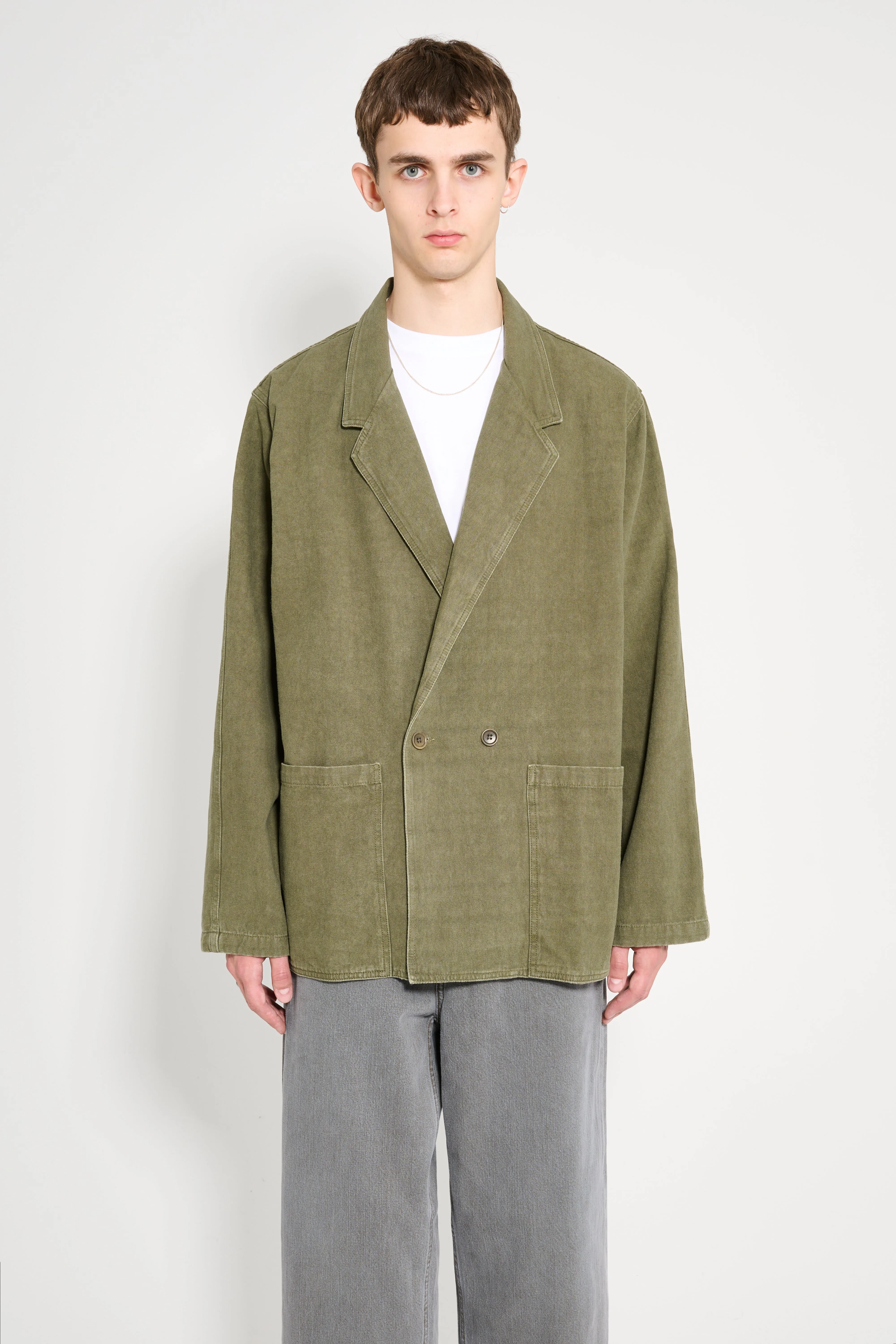 Noah Double Breasted Jacket Dark Olive