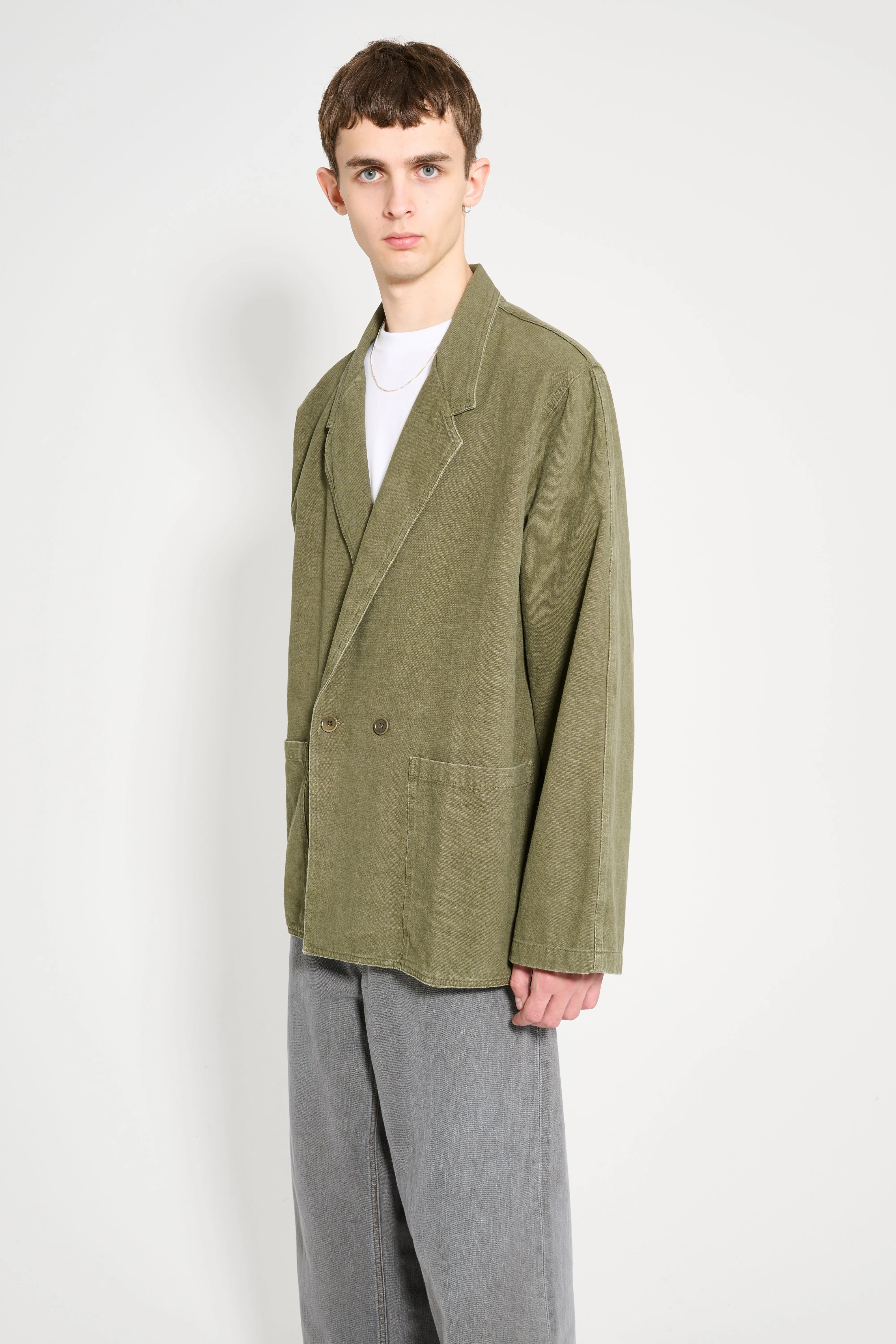 Noah Double Breasted Jacket Dark Olive