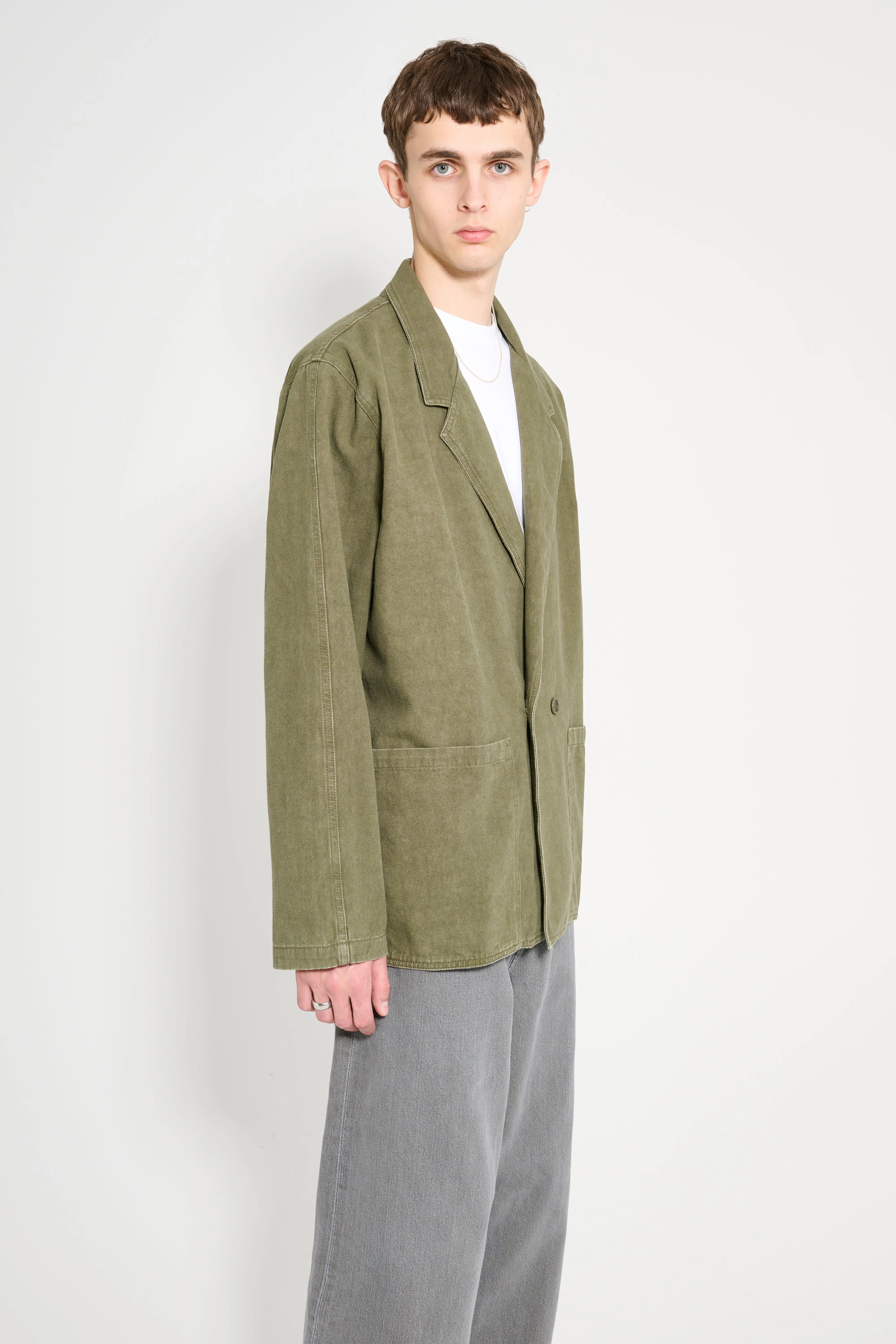 Noah Double Breasted Jacket Dark Olive