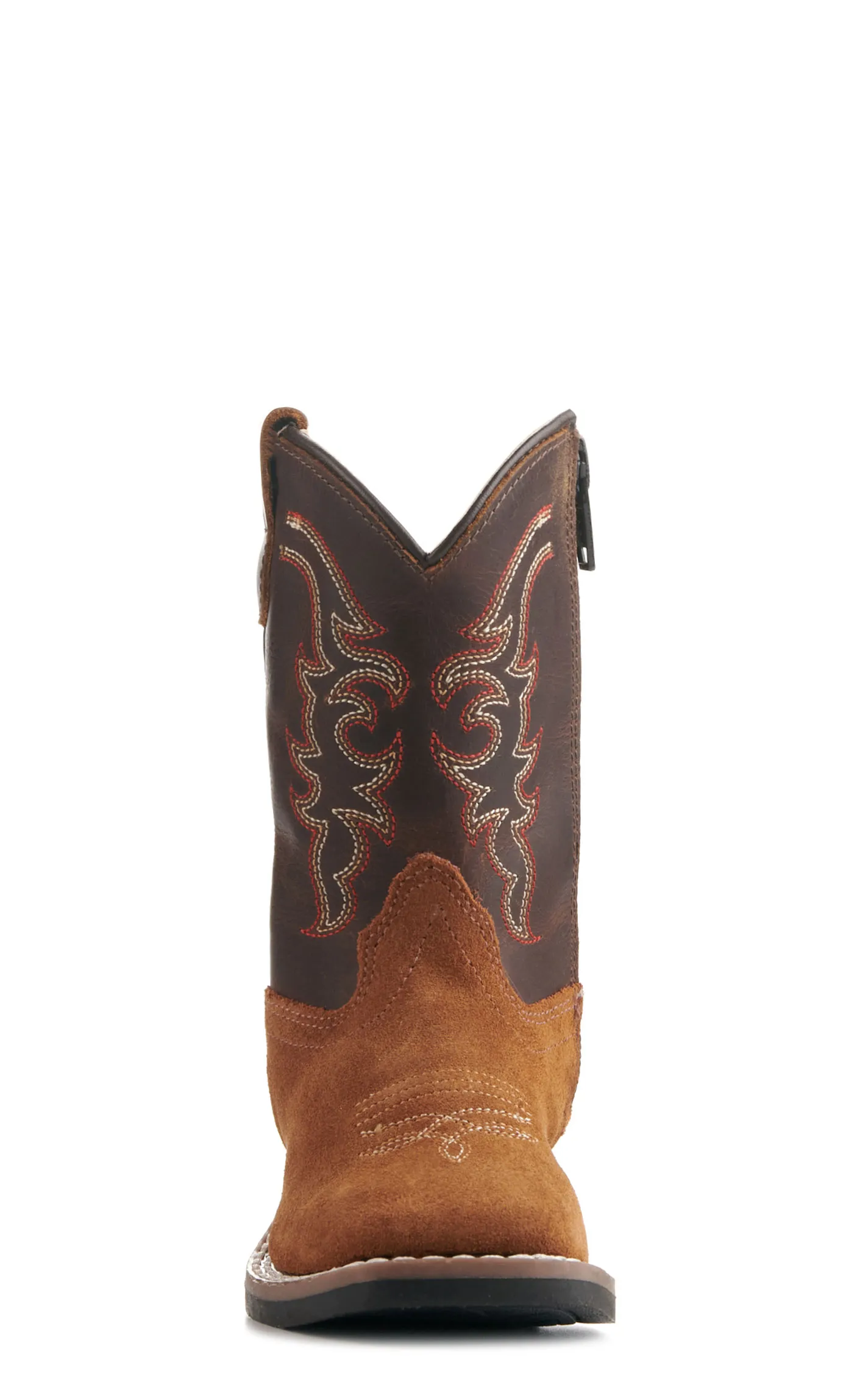 Old West Toddlers Light Brown and Dark Brown Wide Square Toe Cowboy Boots