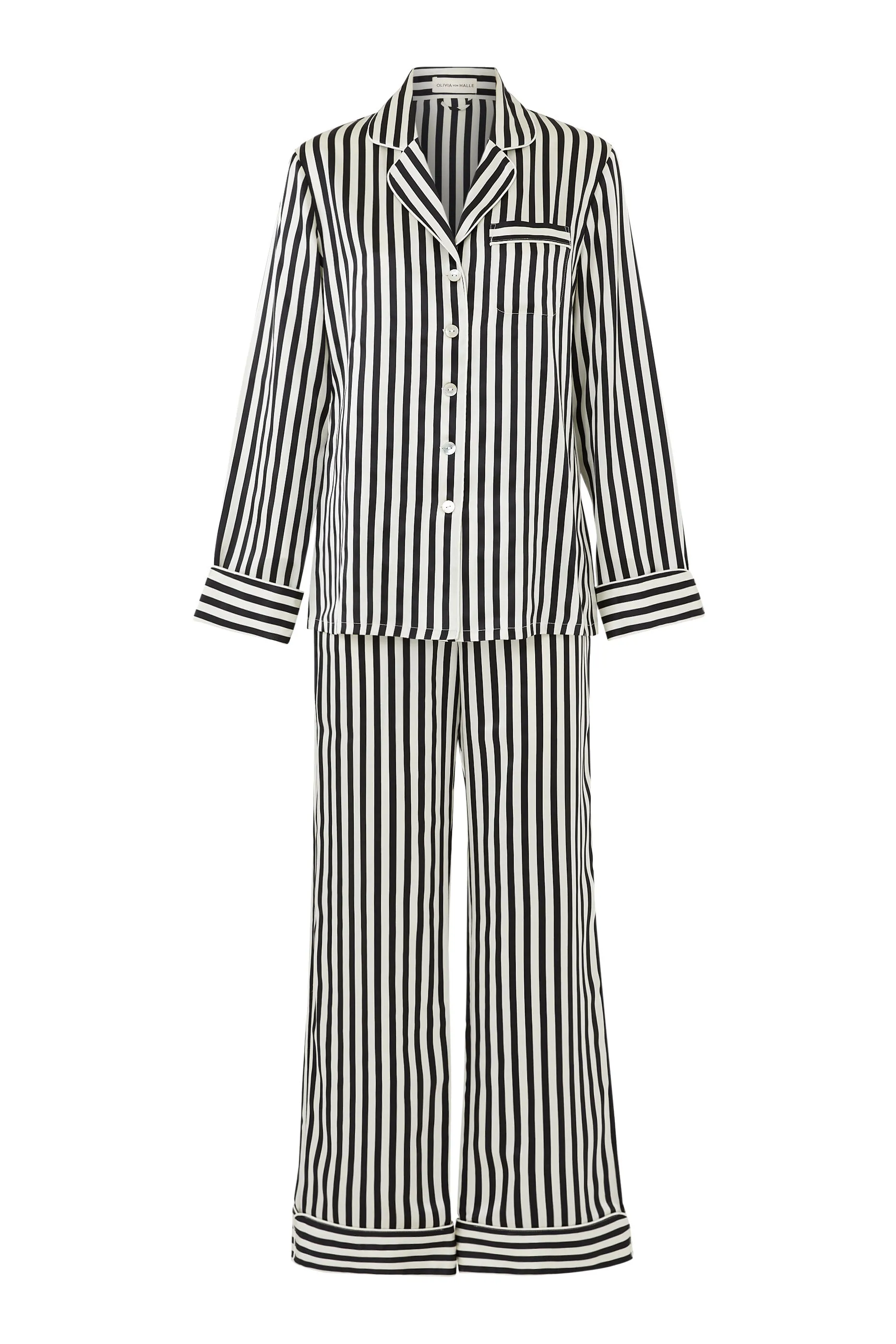 Olivia Von Halle Lila Silk Striped Pajamas