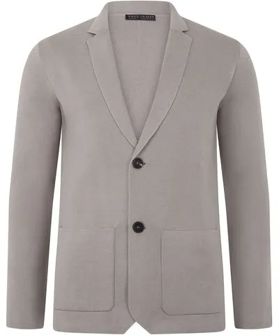 Paul James Knitwear Grey Mens Lightweight Giuseppe Mercerised Cotton Knitted Blazer