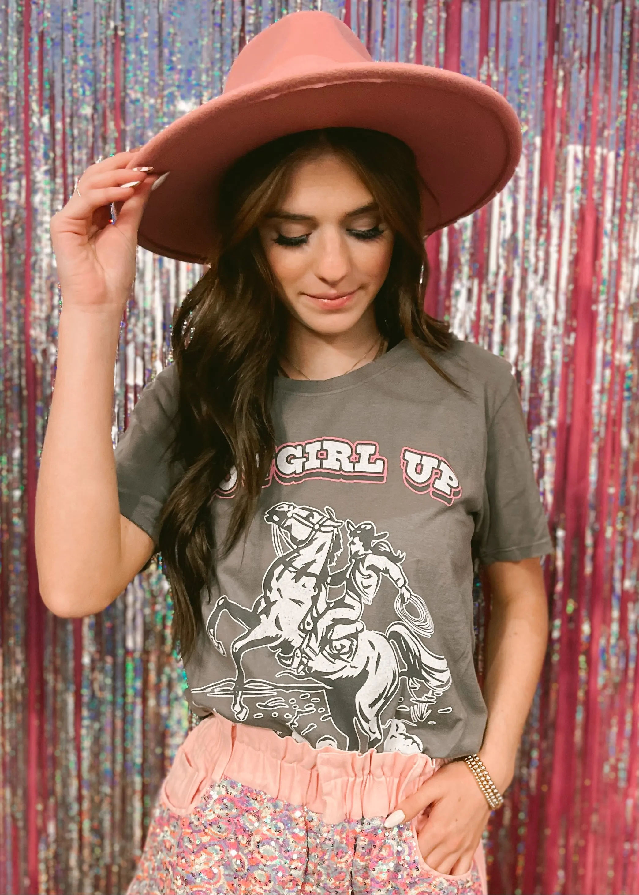 Recycled Karma Cowgirl Up T-Shirt - Gray