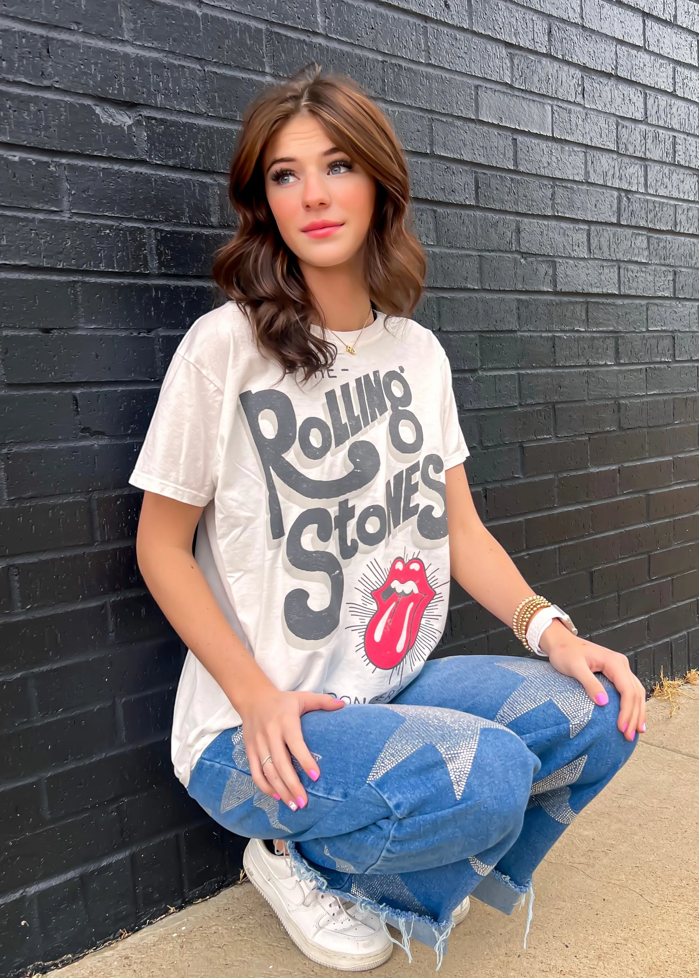 Recycled Karma Rolling Stones Bus T-Shirt - White