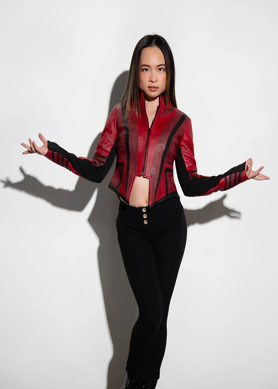 Red Leather Scarlet Witch Jacket | Her Universe Civil War Jacket