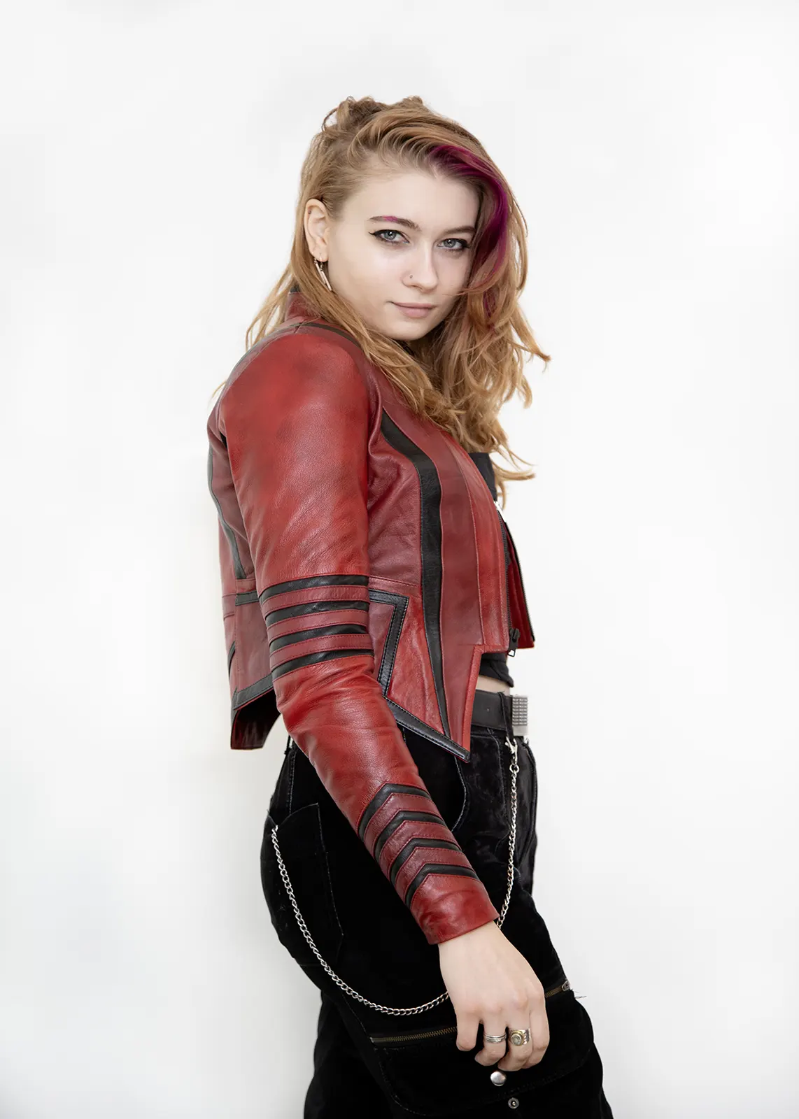 Red Leather Scarlet Witch Jacket | Her Universe Civil War Jacket