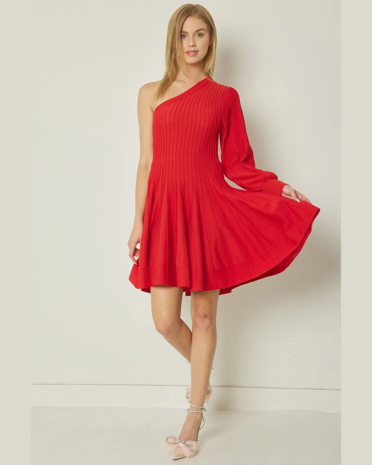 Ribbed Single-Shoulder Dress