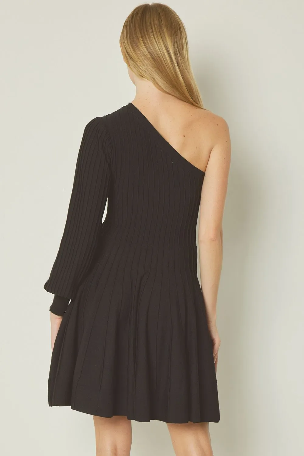 Ribbed Single-Shoulder Dress