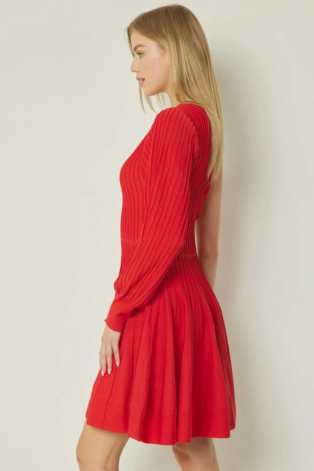 Ribbed Single-Shoulder Dress