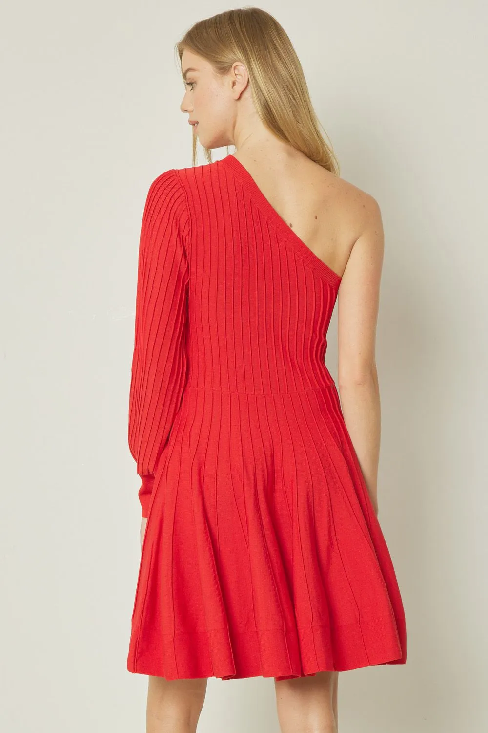 Ribbed Single-Shoulder Dress