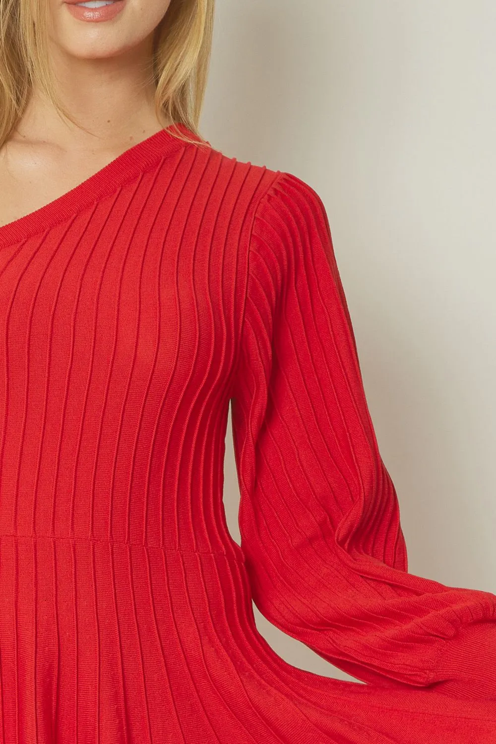 Ribbed Single-Shoulder Dress