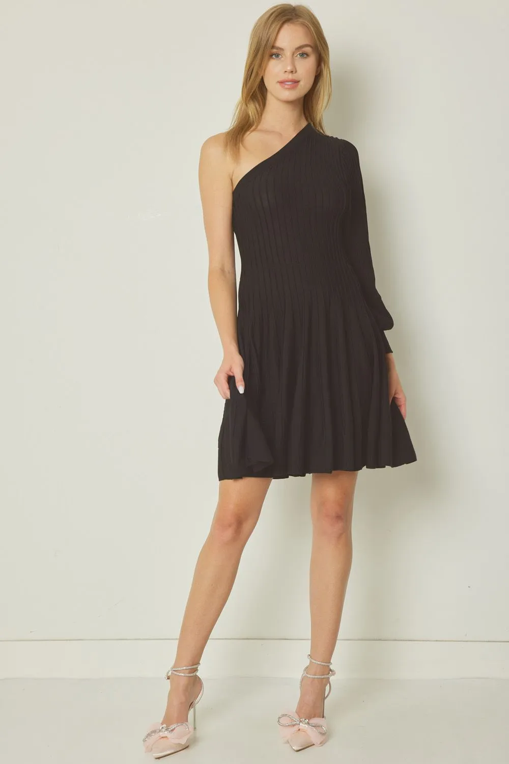 Ribbed Single-Shoulder Dress