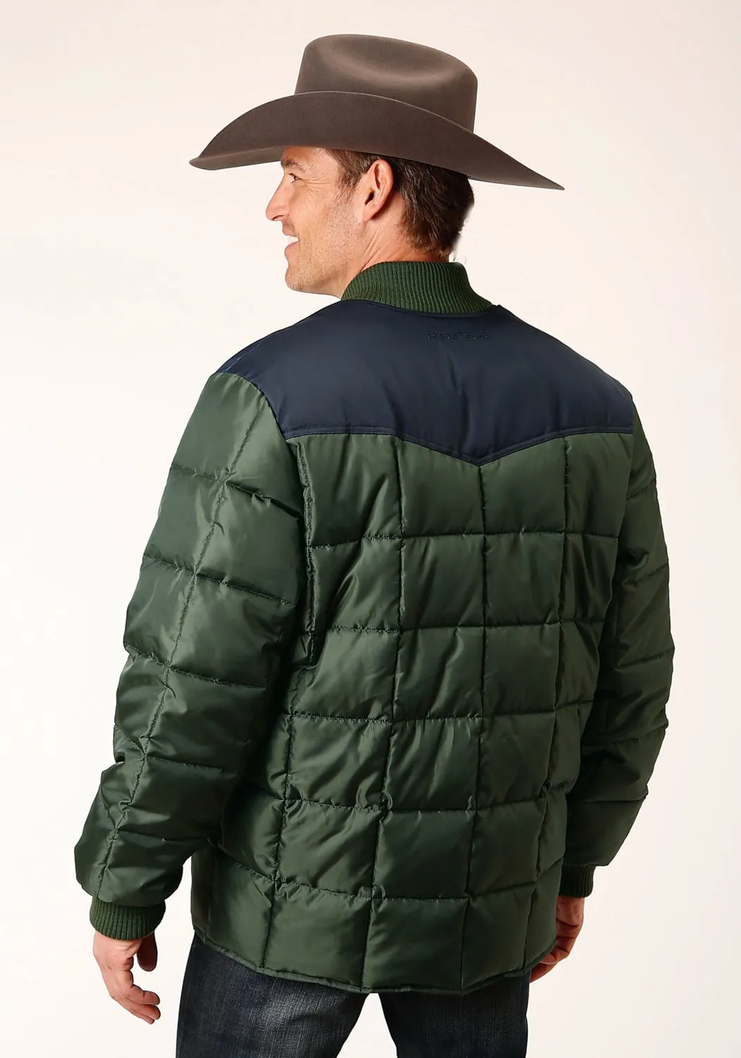 Roper Mens Western Quilted Green 100% Polyester Insulated Jacket