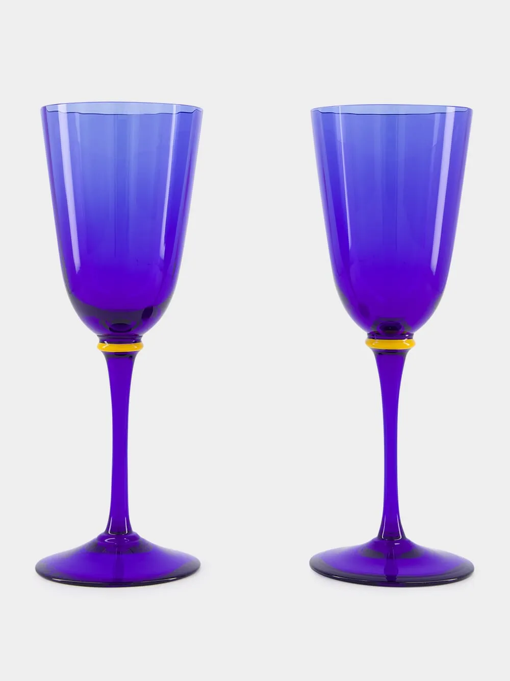 Set Of 2 Blue Murano Wine Glasses