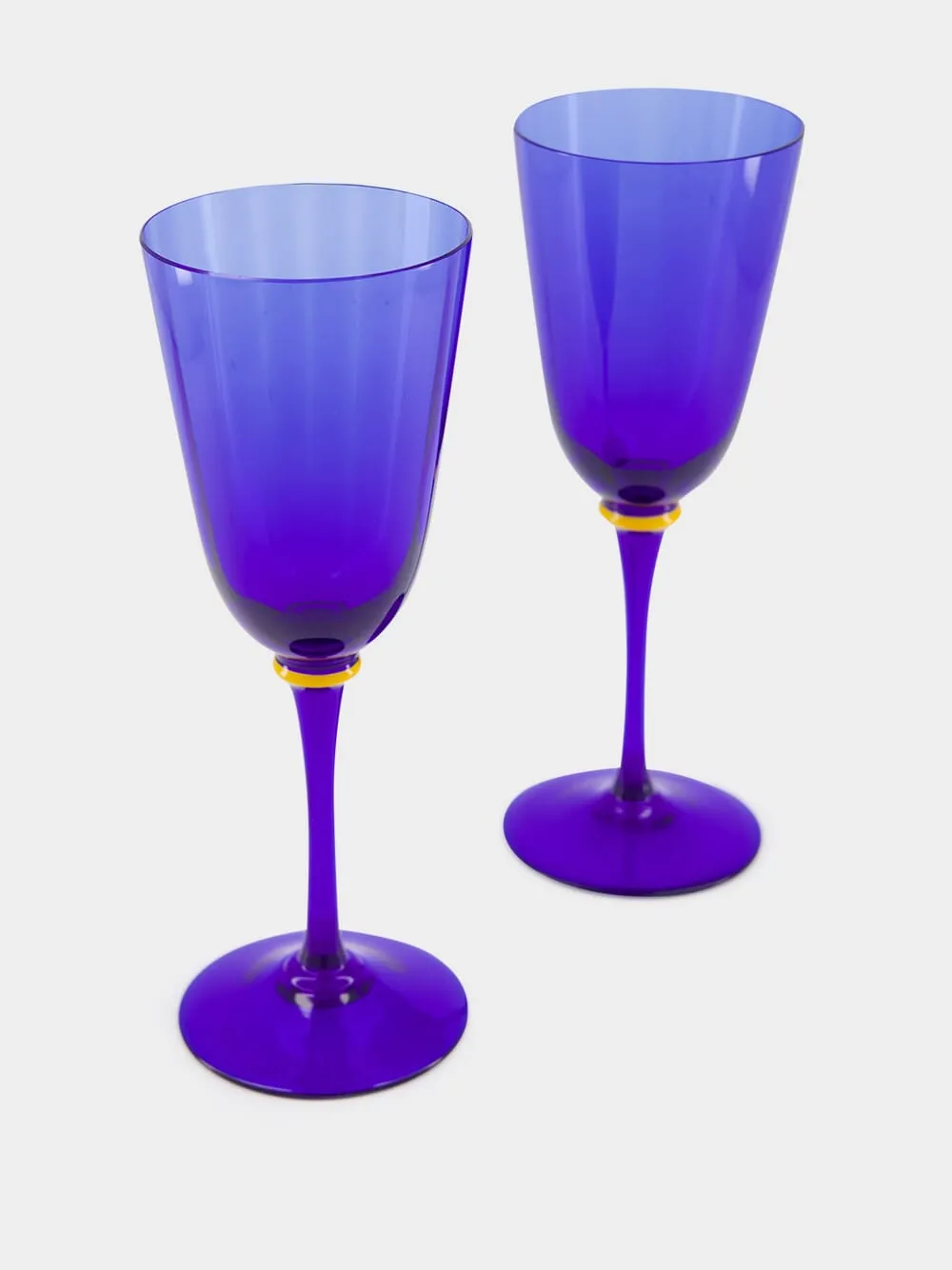 Set Of 2 Blue Murano Wine Glasses