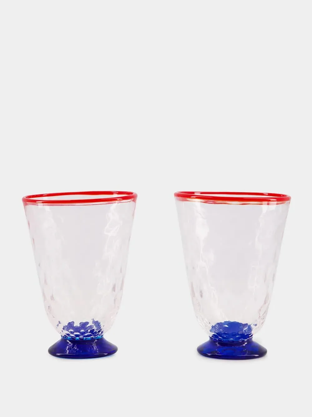 Set of 2 Quilted Murano Blue Glasses