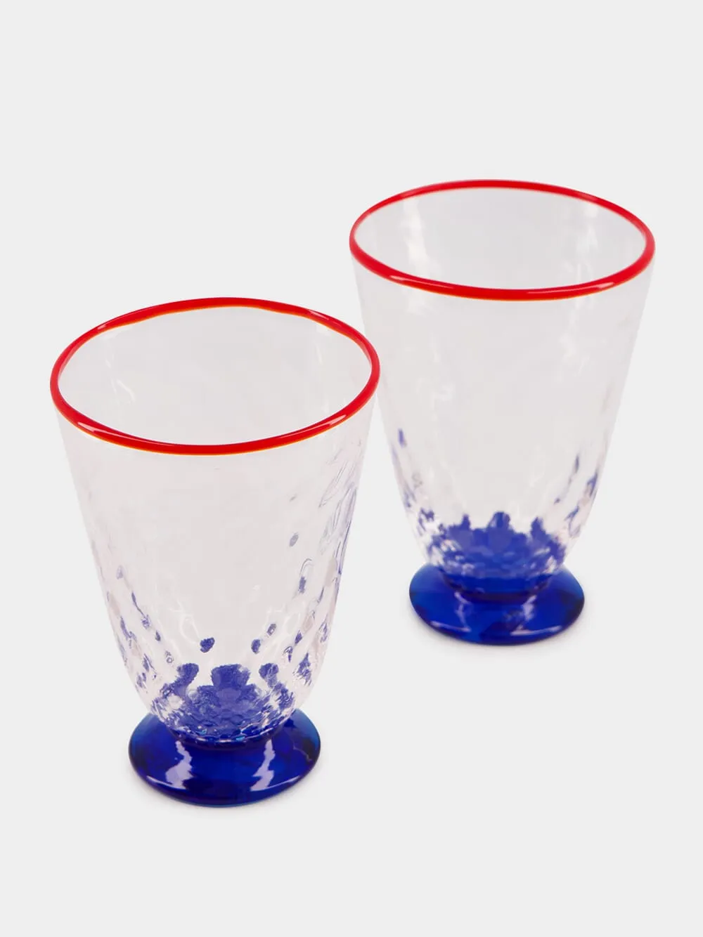 Set of 2 Quilted Murano Blue Glasses