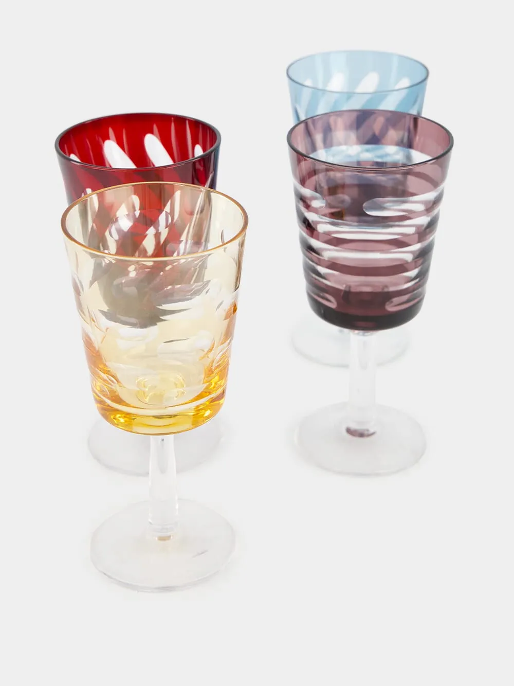 Set of 4 Tubular Wine Glasses