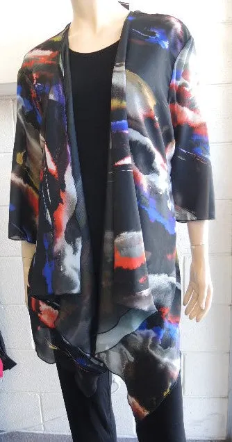 Shelz Drape Front Polished Chiffon Jacket