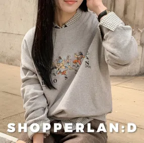 SHOPPERLAND | Sweat Street Style U-Neck Bicolor Long Sleeves Cotton - Online Shopping