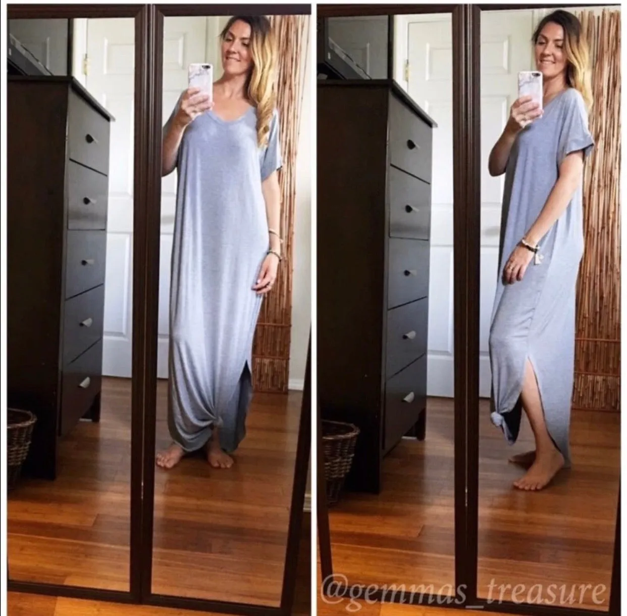 Short Grey Dolman Maxi Dress