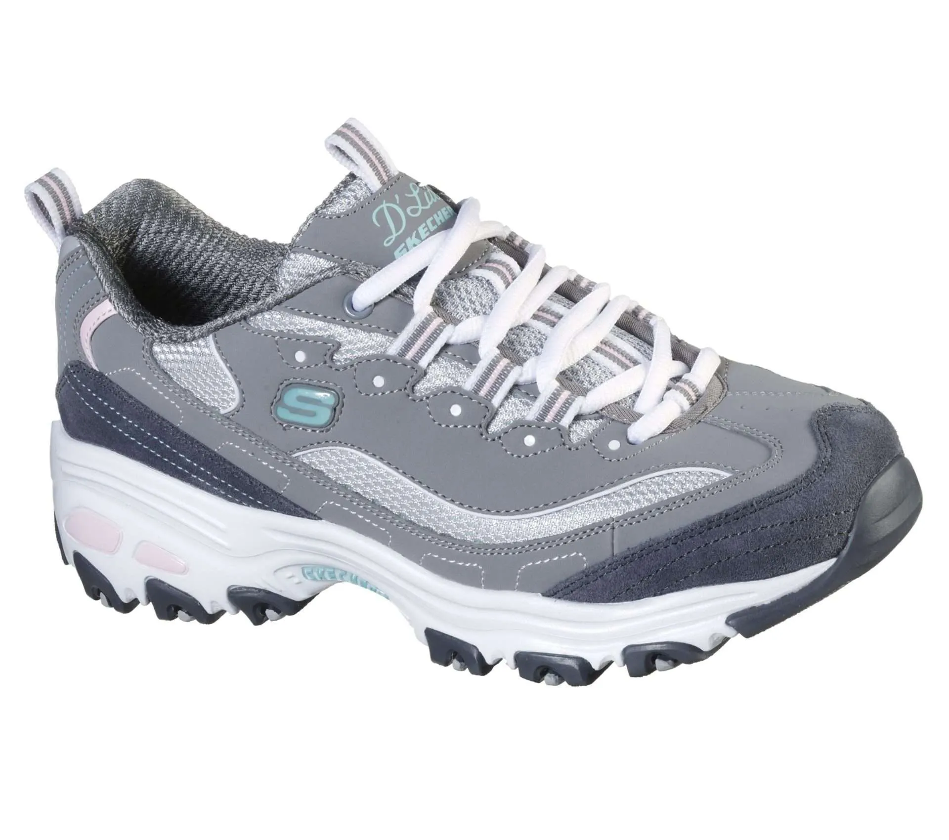 Skechers Women’s D’Lites New Journey Shoes – Gray Light Pink