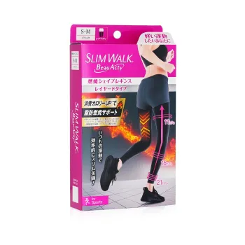 SlimWalk SlimWalk Compression Leggings with Taping Function for Sports - # Black (Size: S-M) 1pair -12%