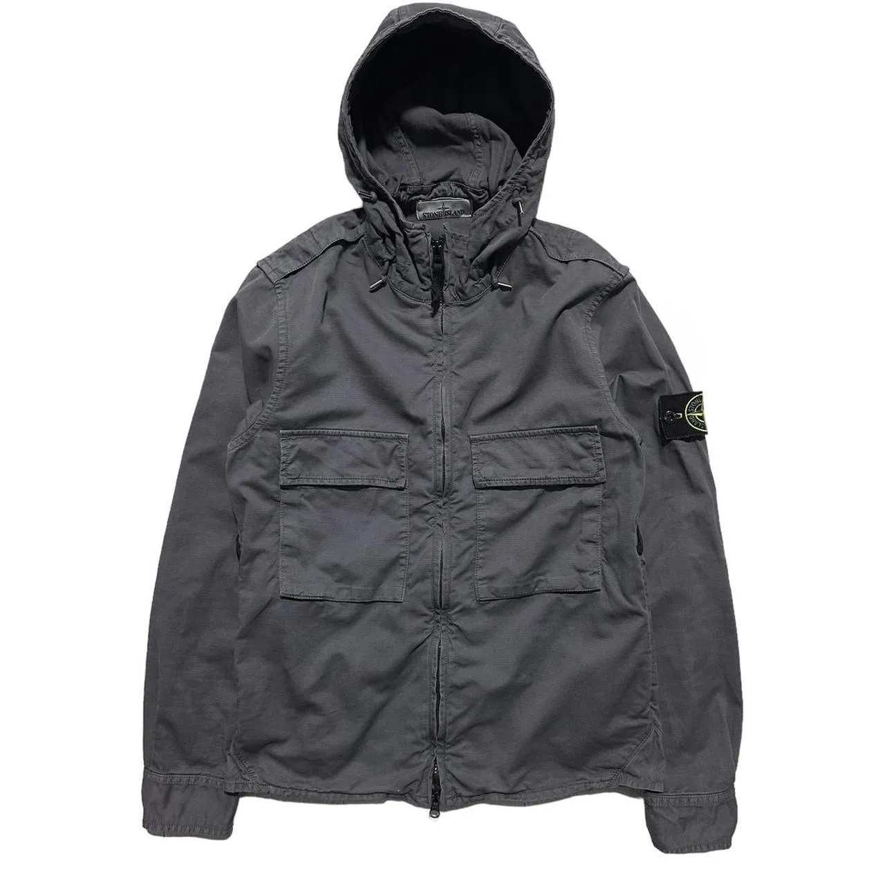 Stone Island Grey Canvas Hooded Jacket