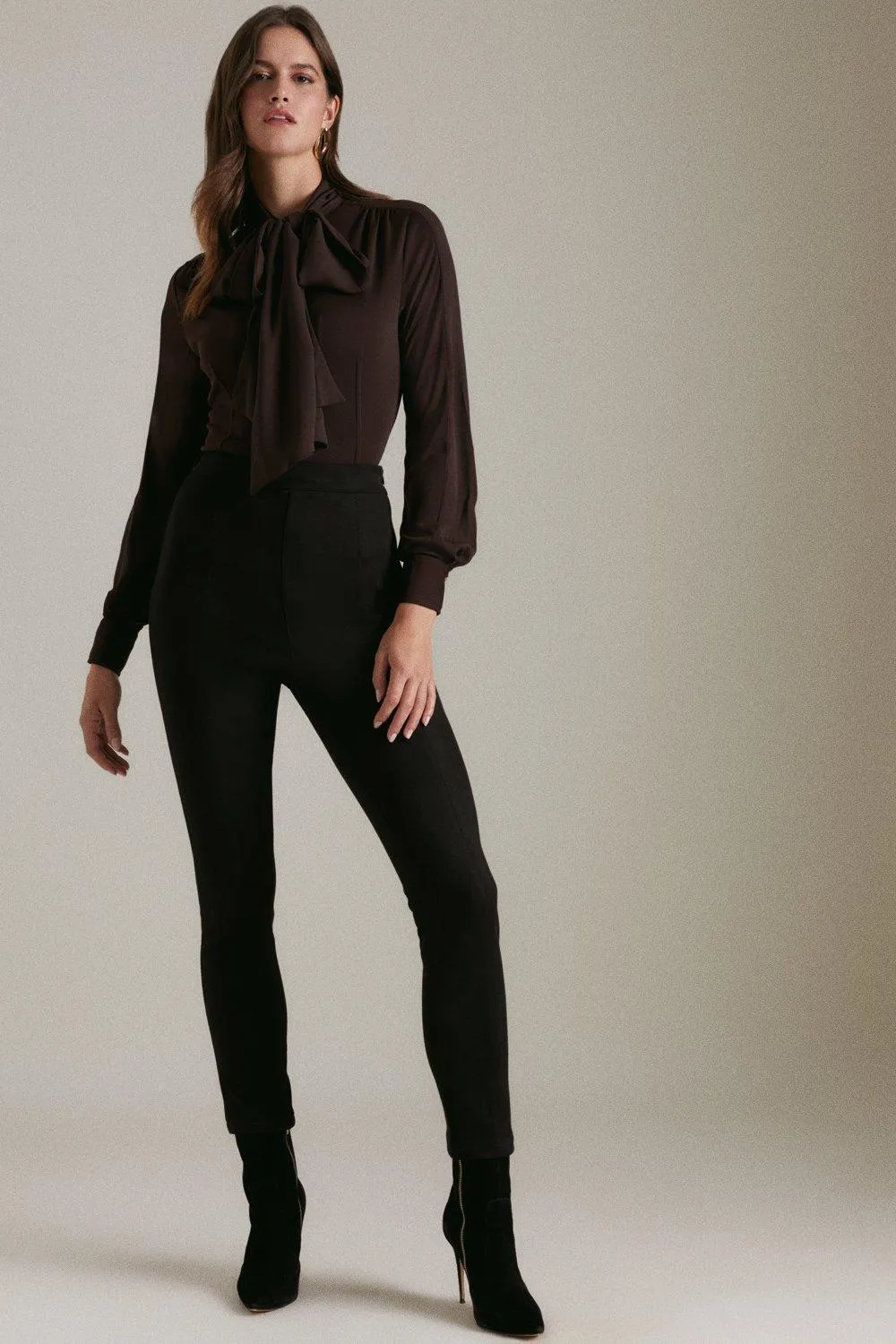 Suedette High Waisted Leggings | Karen Millen