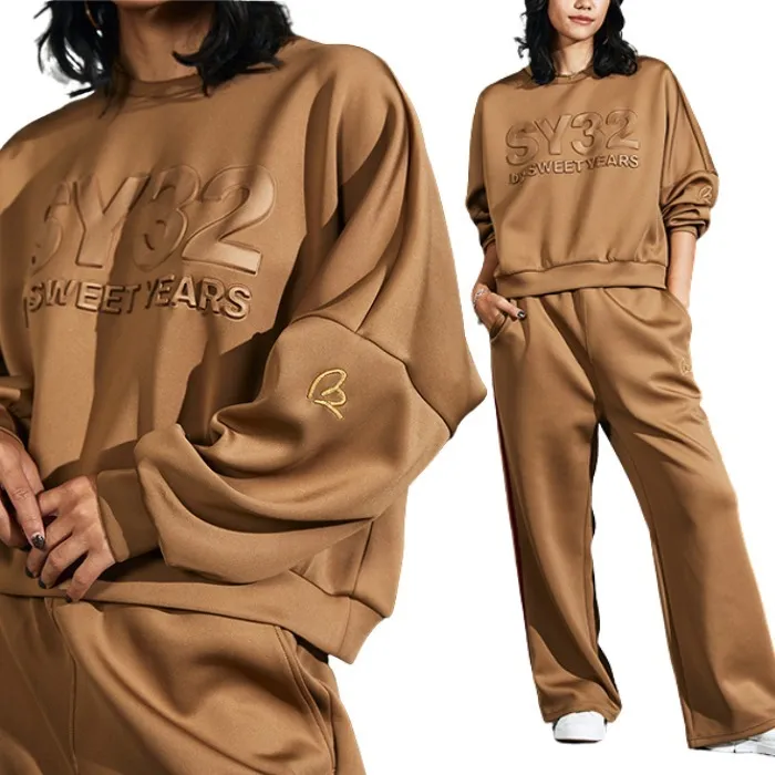 SWEET YEARS | Crew Neck Heart Long Sleeves Plain Oversized - Street Style