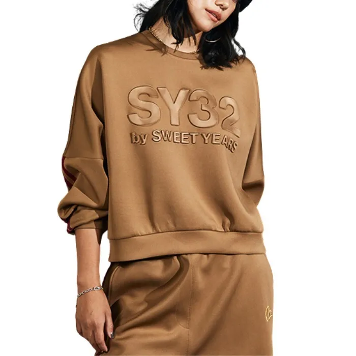 SWEET YEARS | Crew Neck Heart Long Sleeves Plain Oversized - Street Style