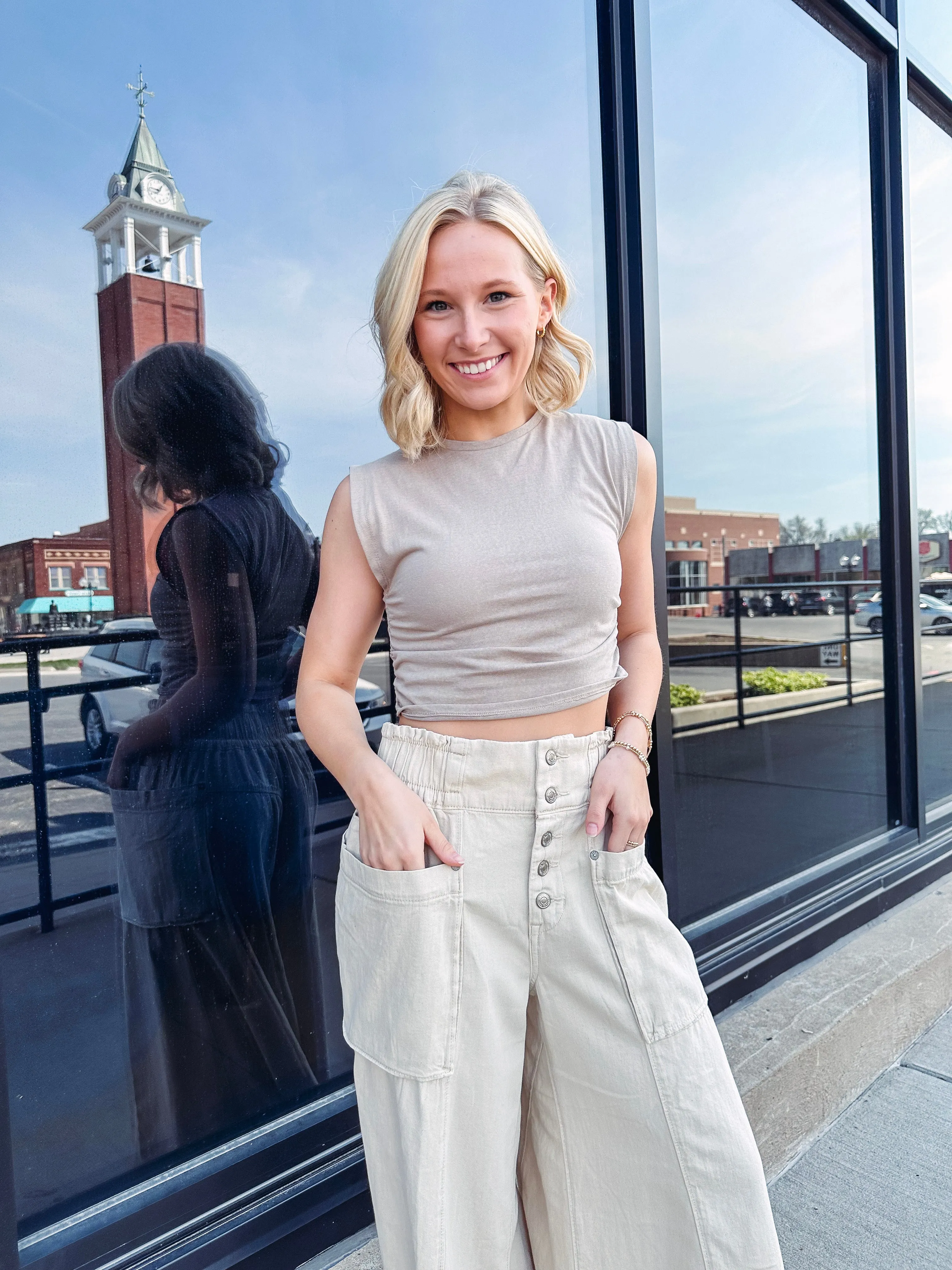 Taupe Cropped Muscle Tee: Discover Your Spark