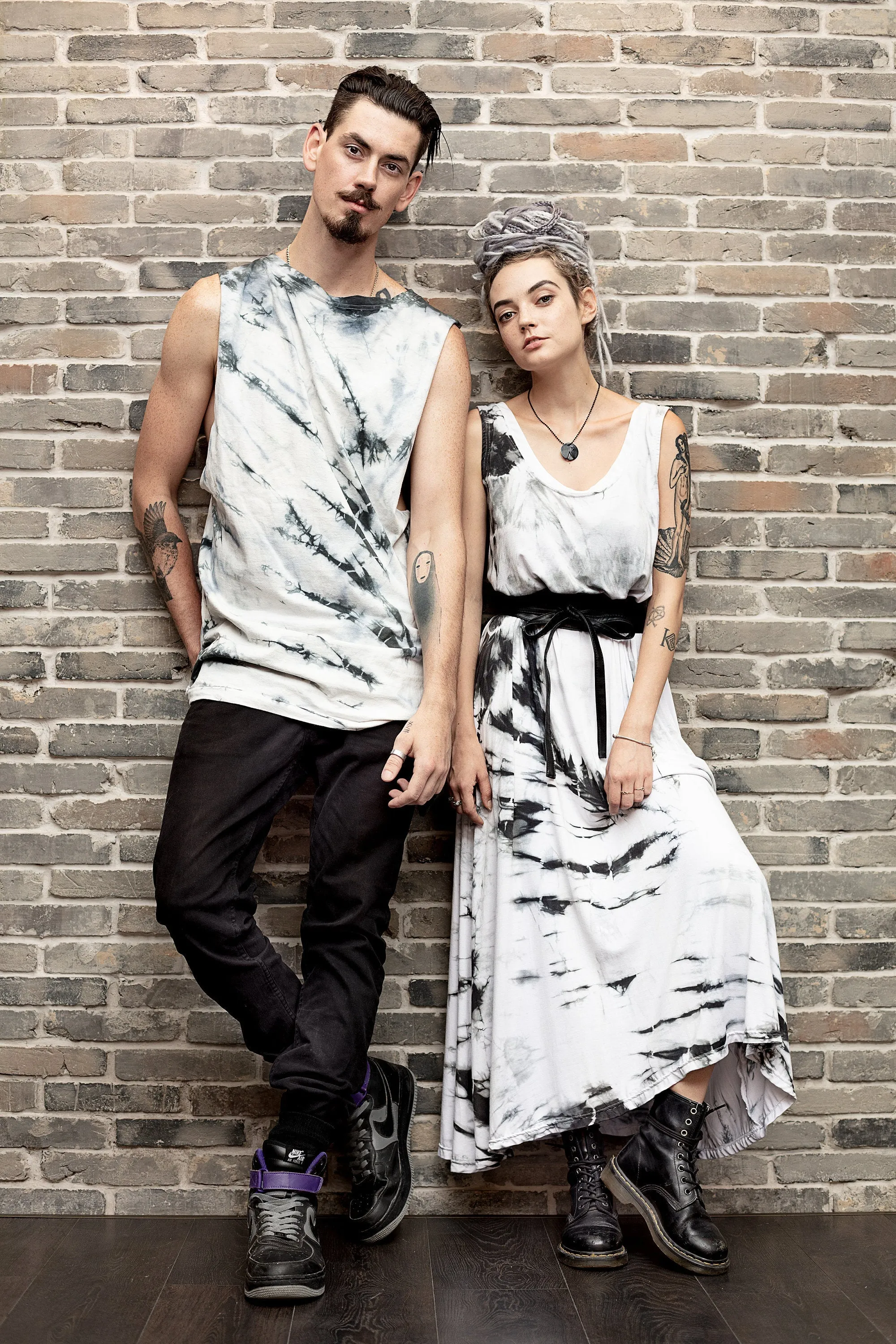 Tie dye black and white maxi dress