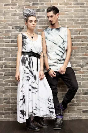 Tie dye black and white maxi dress