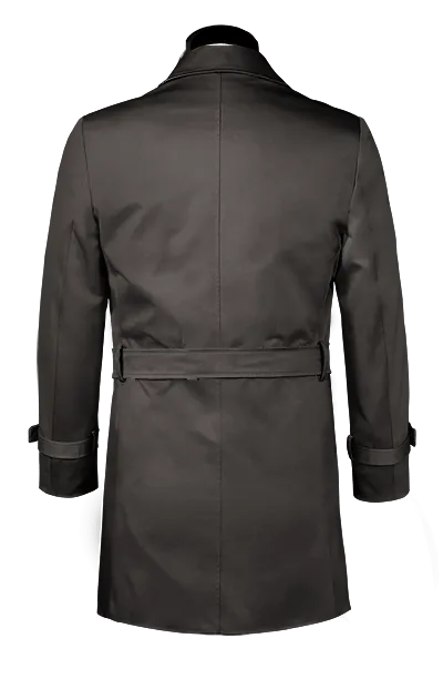  Trench coat gris con cinturón