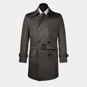  Trench coat gris con cinturón