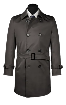  Trench coat gris con cinturón